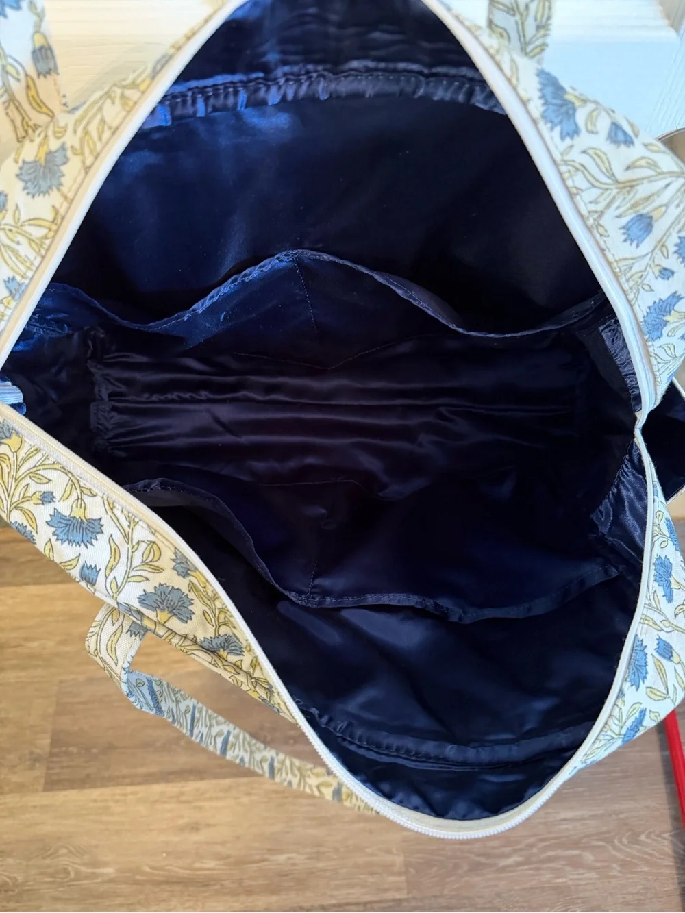 Myra Diaper Bag Royal Damask Blue Floral Canvas Tote (missing changing pad)
